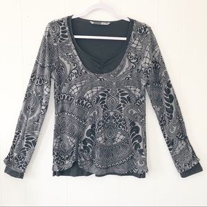Athleta Layered Print & Solid Top